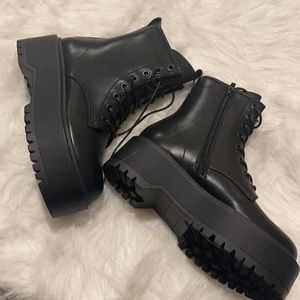 Black Steve Madden Betty Combat Boots